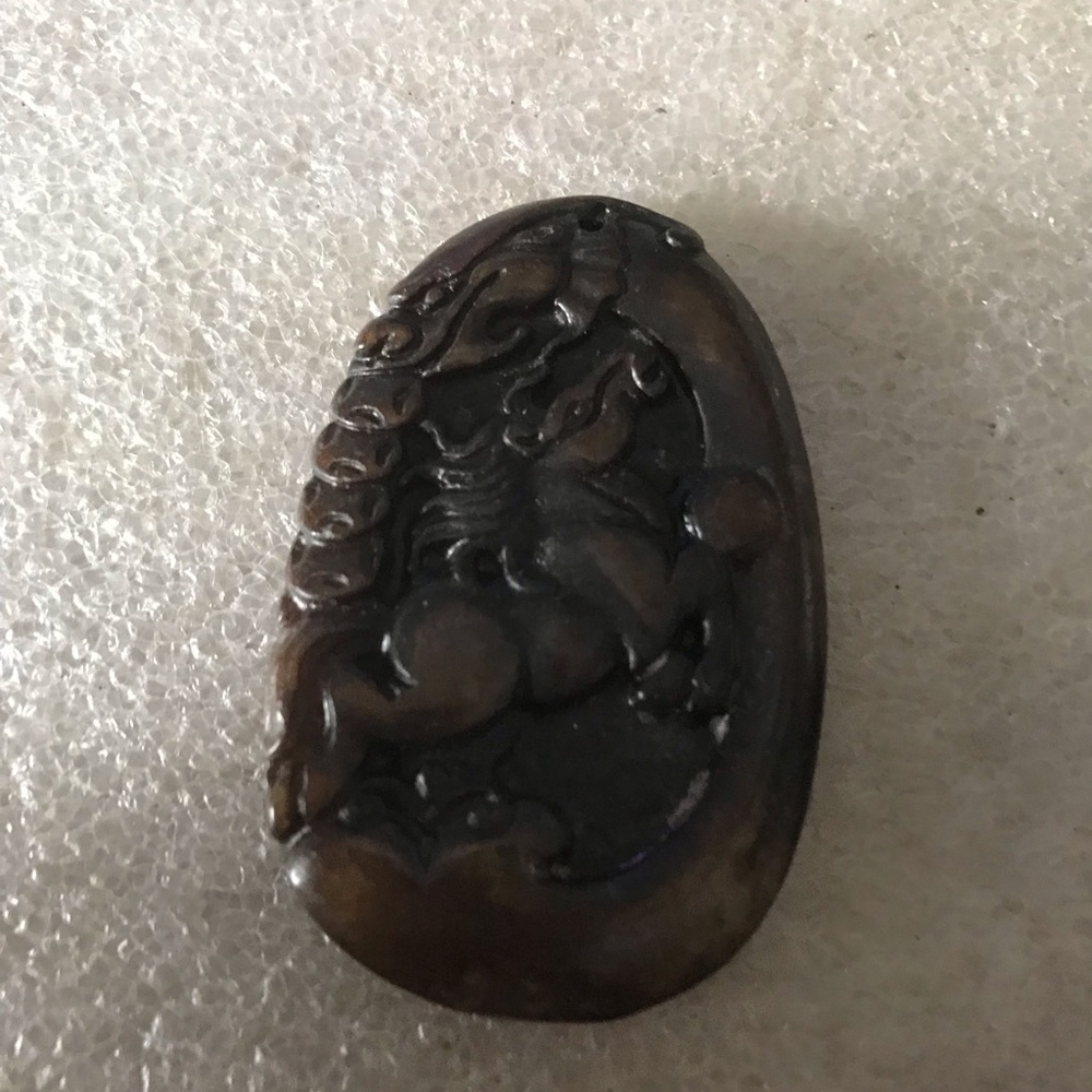 Carved Brown jade Stone Pendant
